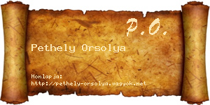 Pethely Orsolya névjegykártya